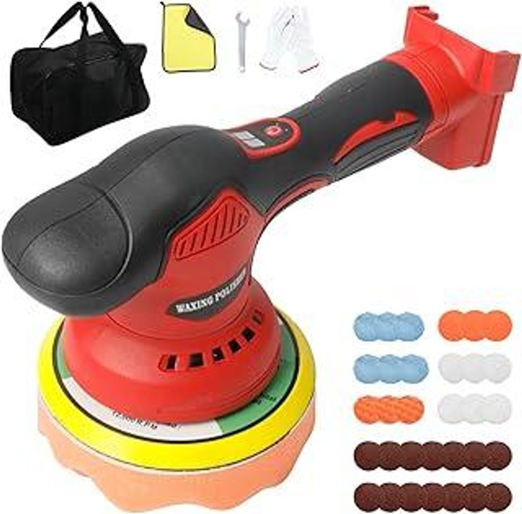 Kabelloser Auto Poliermaschine für Milwaukee, bürstenloses 6-Zoll-Auto Politur-Set, 8 variable Geschwindigkeiten, 5500 U/min Exzenterpolierer fü...