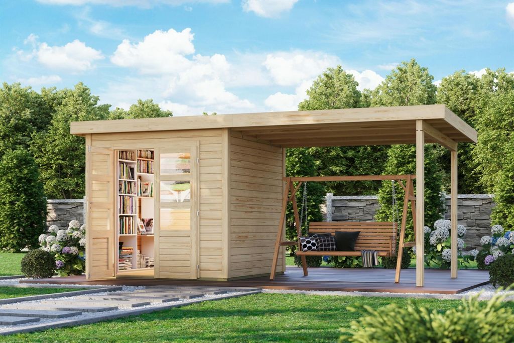 Karibu Gartenhaus Gerätehaus Kolbin 3 XXL naturbelassen 449x244x244 cm mit extra hoher Tür