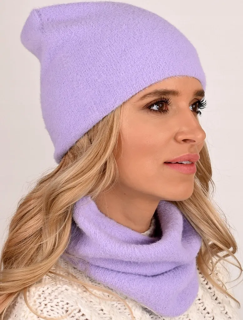 Set Invernale Viola Berretto e Sciarpa Alpaca Donna Mod. AL1 - 2