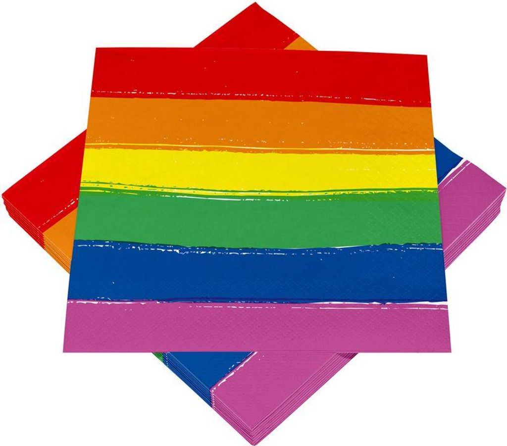 20 Servietten bunter Regenbogen 33x33cm Produktbild 