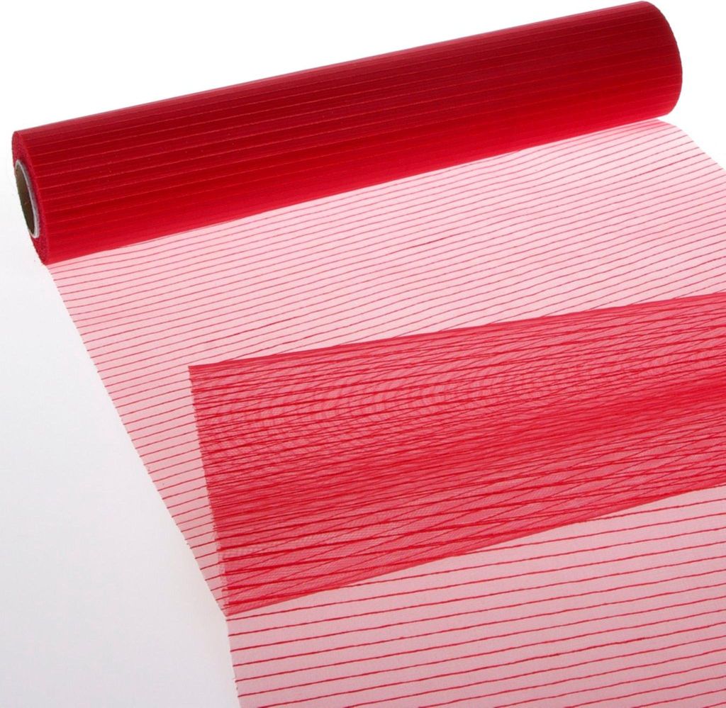 Tischläufer Organza mit Web-Streifen - rot - 28cm 15m 70 280 009