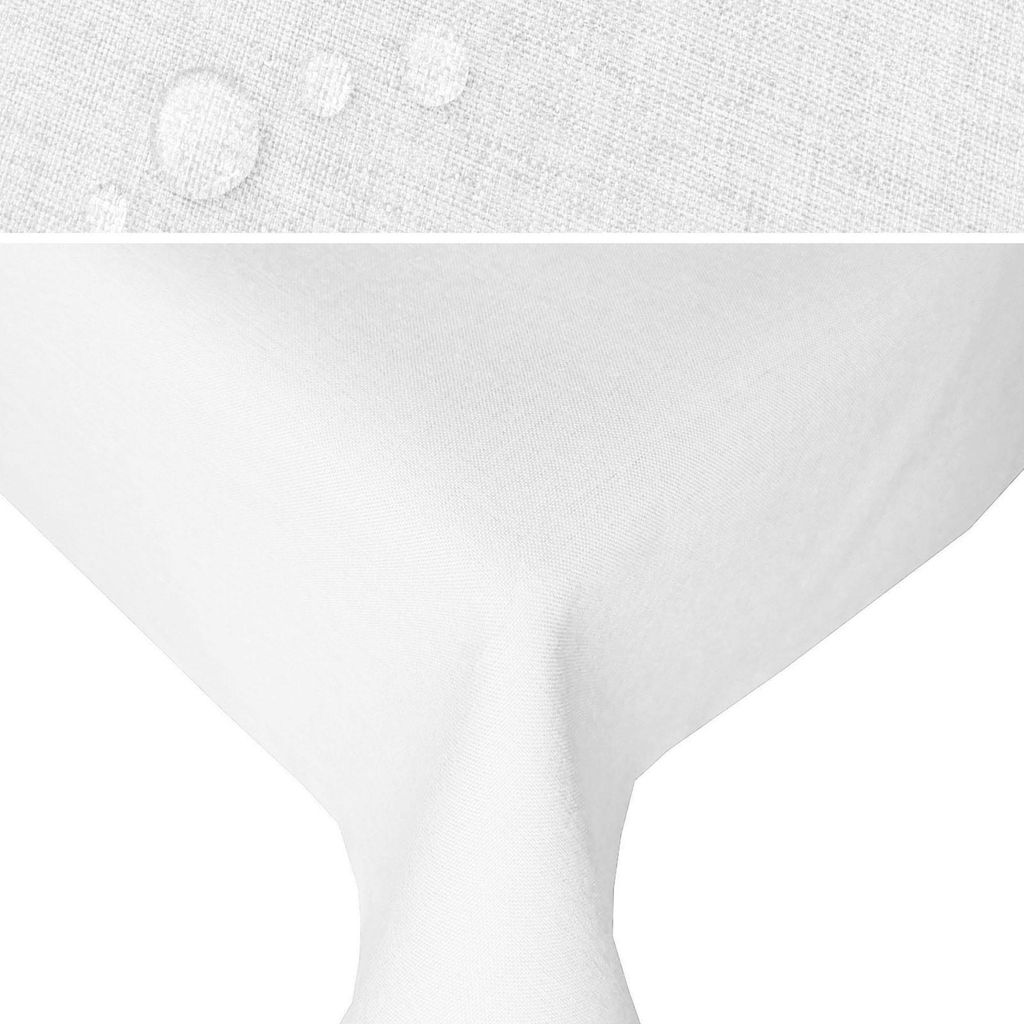 LEINEN Optik Rund 160 cm WEISS Tischdecke bügelfrei Produktbild 