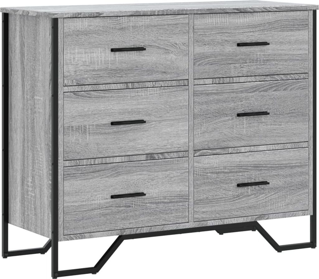 vidaXL Kommode Grau Sonoma 91x35,5x74,5 cm Holzwerkstoff