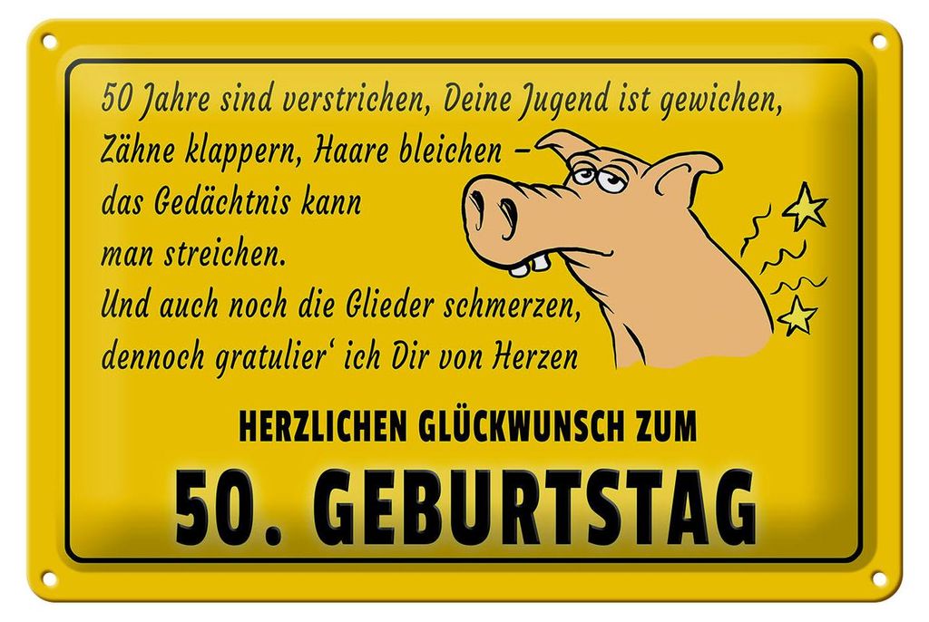 Blechschild Spruch 30x20cm Glückwunsch zum 50.Geburtstag Produktbild 