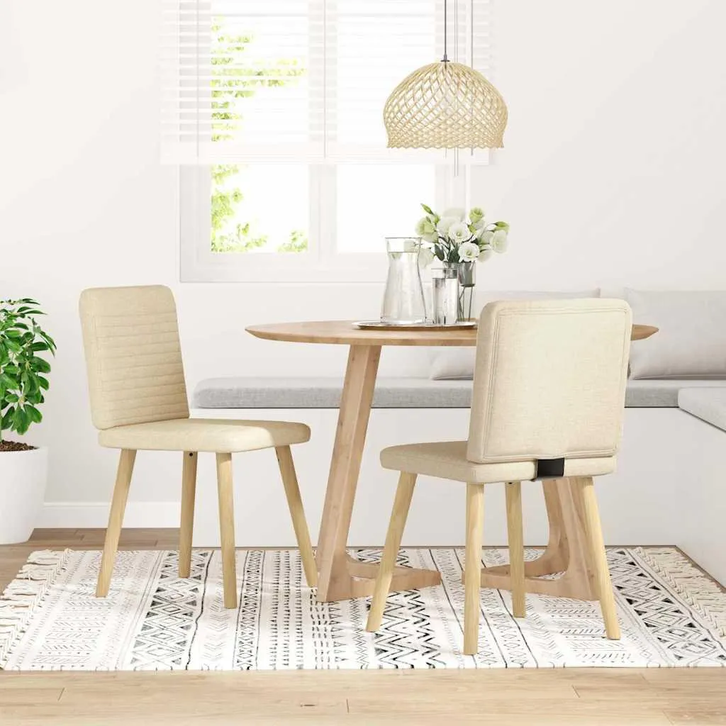 vidaXL Sedie da pranzo 2 pezzi. Tessuto crema