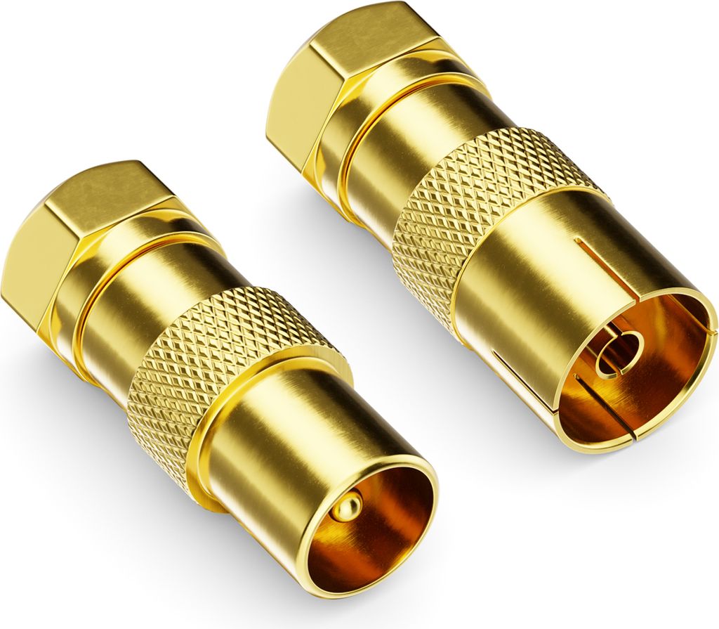 deleyCON 2x SAT Kabel Adapter F-Stecker auf 1x Antennenstecker & 1x Buchse Koax