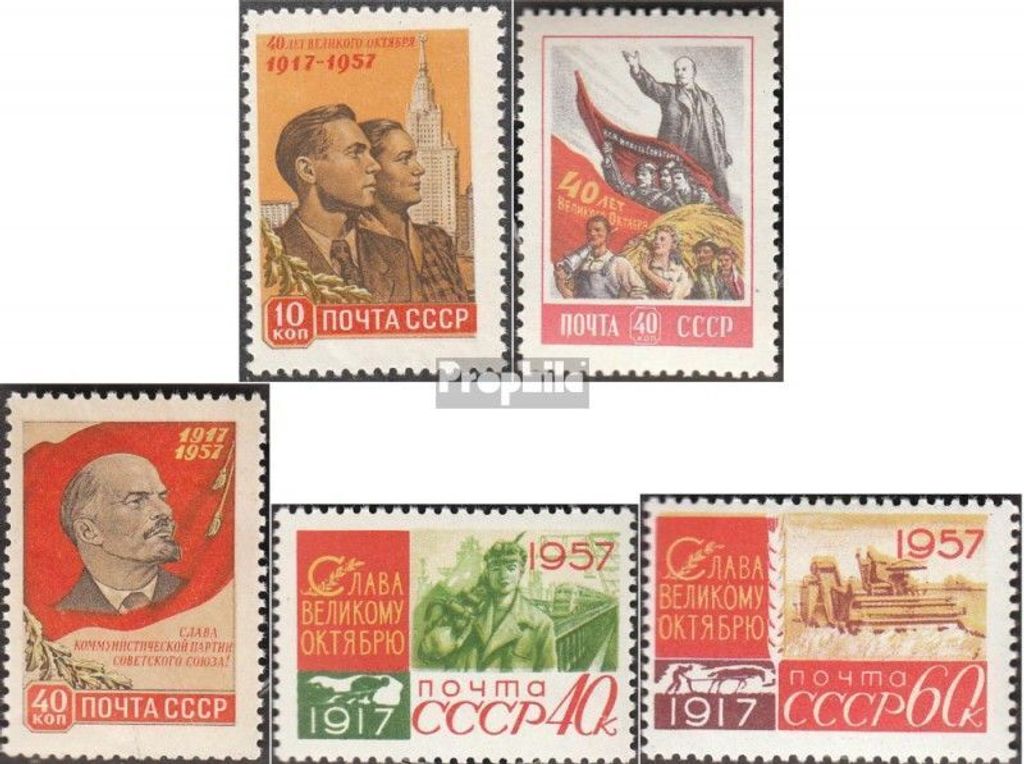 Briefmarken Sowjetunion 1957 Mi 1995A-1999A (kompl.Ausg.) gestempelt 40 Jahre Oktoberrevolution