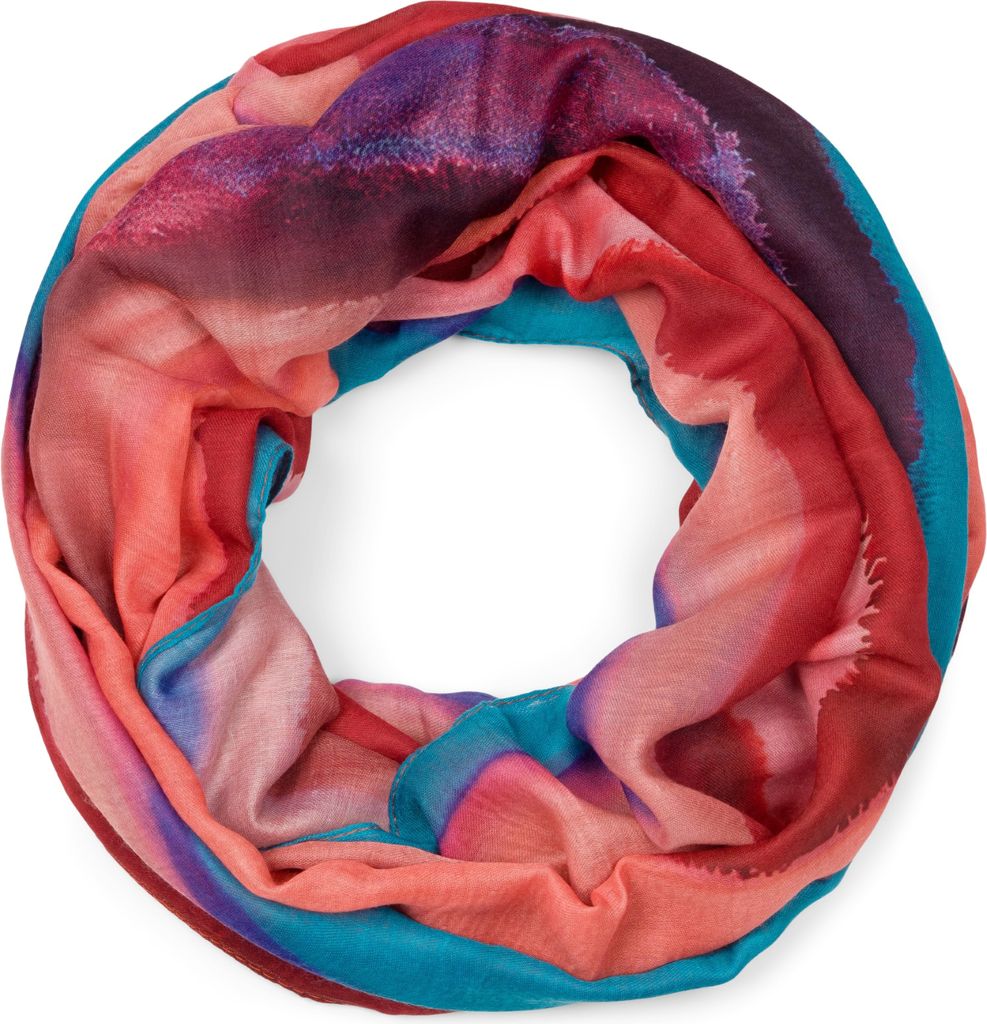 styleBREAKER Damen Loop Schal mit elegantem Aquarell-Farbverlauf, Leichter und weicher Schlauchschal, mehrfarbig 01017163