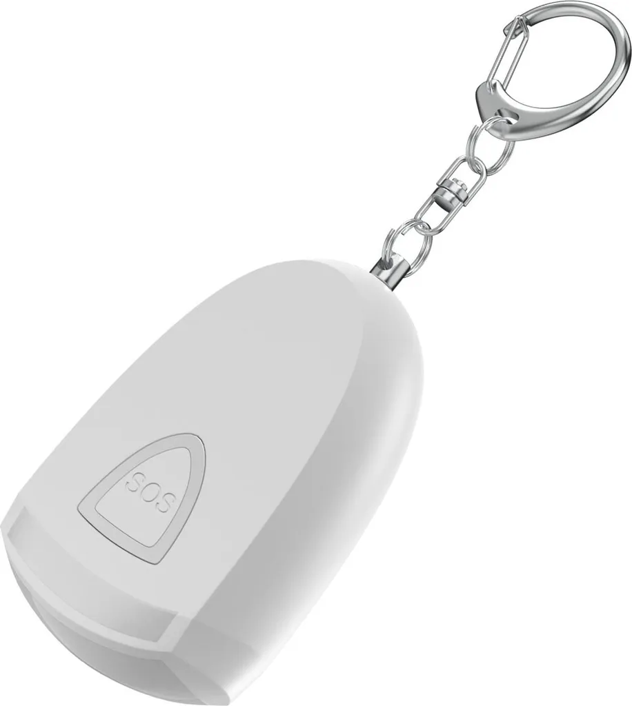 INF Portachiavi di allarme di sicurezza personale ricaricabile con SOS 130dB e luce LED Bianco