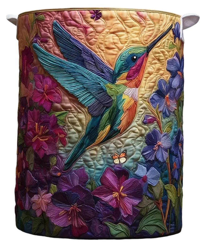 Gesteppter Wäschekorb mit Blumenmuster im Boho-Stil, faltbar, großes Fassungsvermögen, ideal für Kinderzimmerkleidung, Spielzeug und mehr.