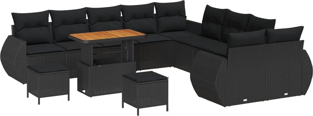 Gartensofa-set 13 pcs Schwarz Poly-Rattan