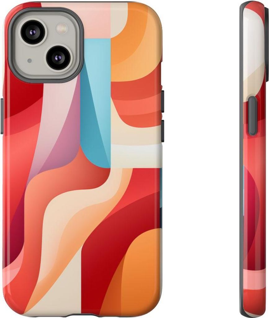 Abstrakte, farbenfrohe Schwungformen – Hülle Kompatibel mit iPhone 14