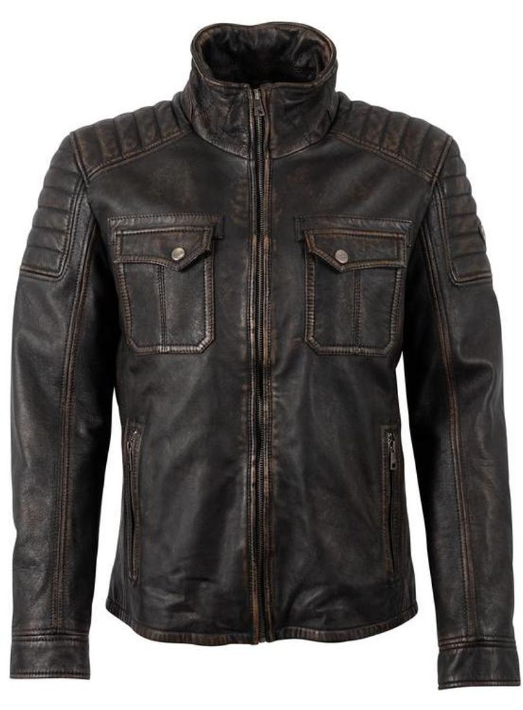Mauritius Lederjacke Herren Randall NSLROV schwarz Basics, Biker 100% Leder S