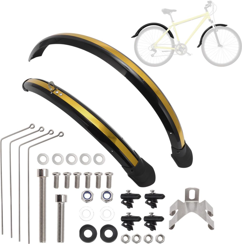 Fahrrad Schutzblech Set Fahrrad Reifen Schutzblech Vorne Und Hinten Fahrrad Schutzblech Schutzblech Für 20 Zoll Rennrad Mountainbike Schwarz Goldton