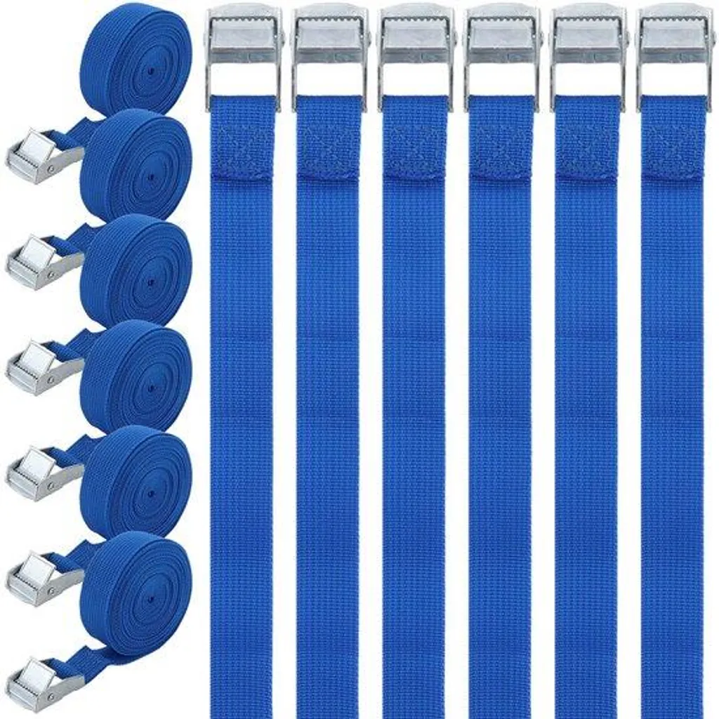 Sangles d'arrimage 25 mm x 4 m bleues avec boucle de serrage - Lot de 2