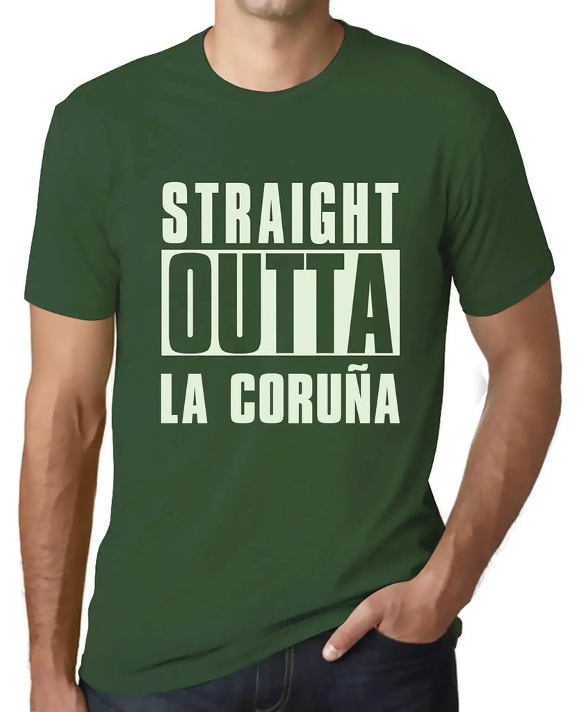 Herren Grafik T-Shirt Straight Outta La Coruña Öko-Verantwortlich Vintage Jahrgang Kurzarm Lustige Druck Geburtstag Geschenk Mann