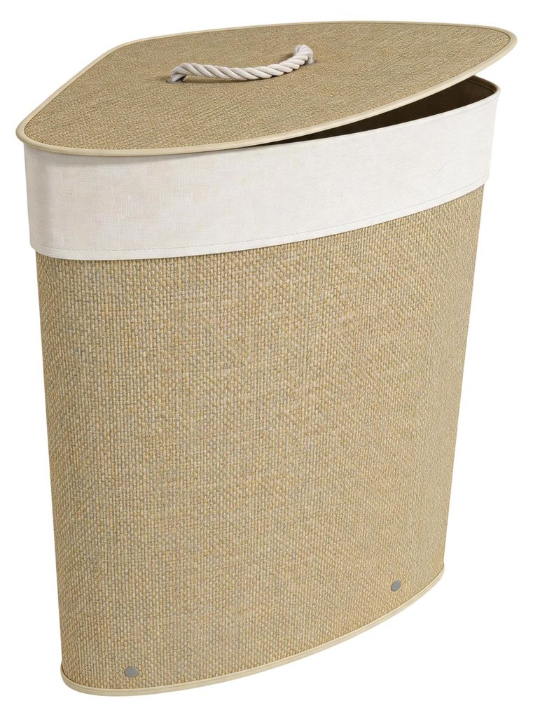 HOMCOM Bambus Wäschekorb mit Deckel 55 L Eck Wäschesammler Produktbild 