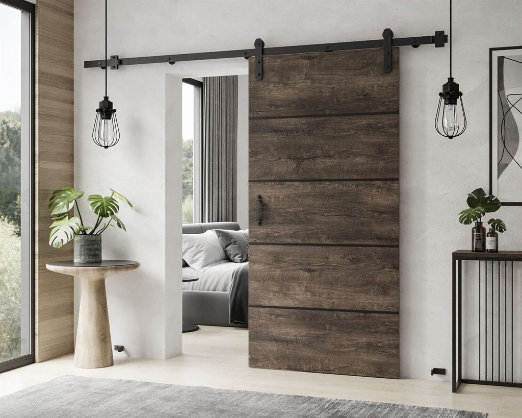 Schiebetür LOGAN PLUS mit Griff und Türdämpfer 66 cm Dunkel Esche