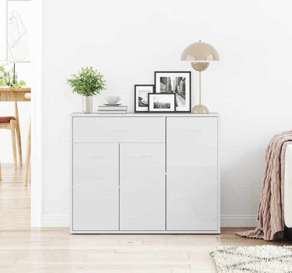 vidaXL Kredens biały wysoki połysk 88×30×70 cm płyta Zdjęcie produktu 2