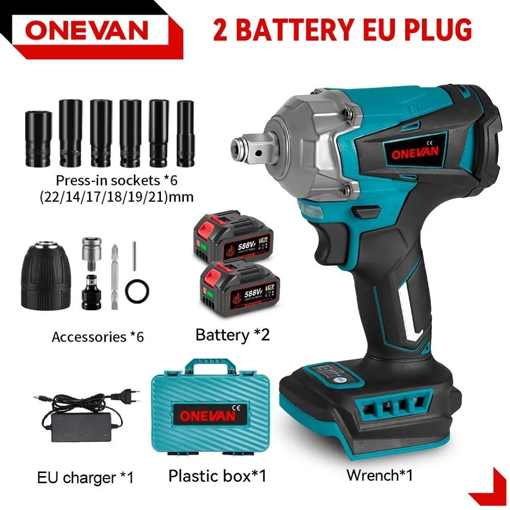 Visseuse à chocs moteur sans balais 1200W avec pack de 2 batteries