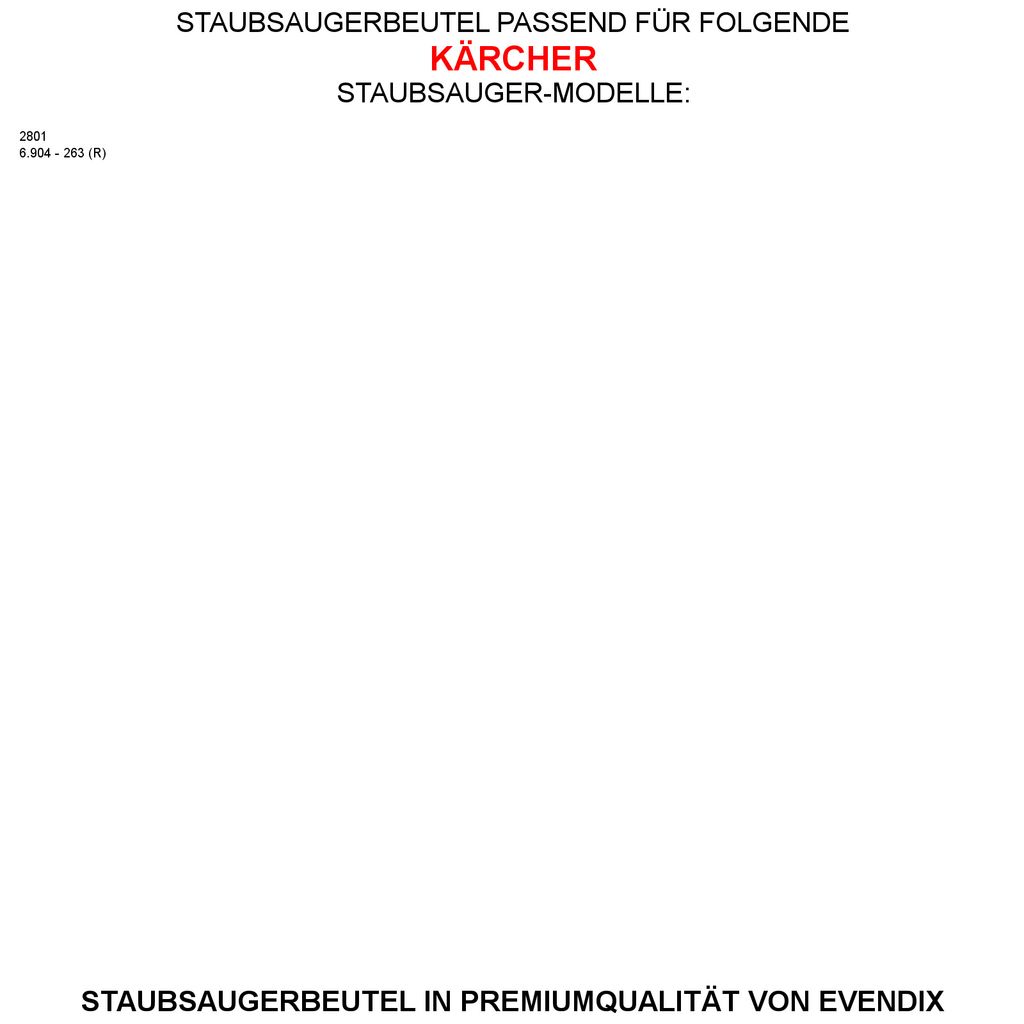 20 Staubsaugerbeutel kompatibel mit KÄRCHER 6.904 - 263