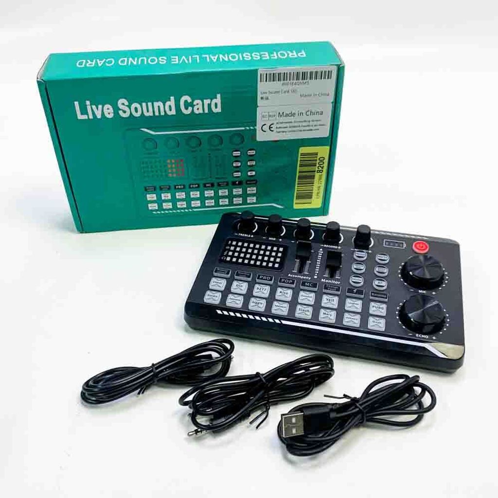 Live-Soundkarte und Audio-Interface mit DJ-Mixer-Effekten und Sprach-Wechsler, F998 Bluetooth Stereo Audio Mixer, für Live Youtube Streaming, PC, ...