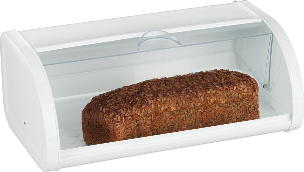 Brotdose Küche transparente Schiebedeckel-Stahl leicht zu reinigen XL Brotkasten Brot Aufbewahrungsbox weiß