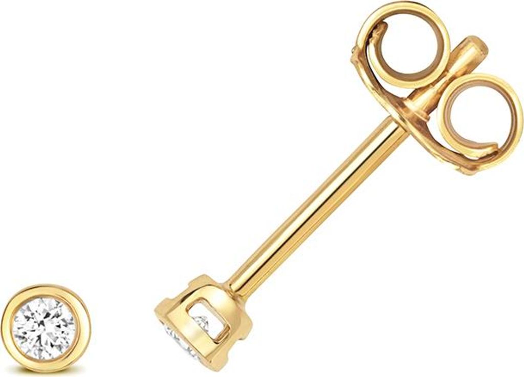 Funkelndes Feuer 18 Karat (750) Gold Damen - Diamant Paar Ohrstecker Brillant-Schliff 0.06 Karat H - SI2; TRS3466118KY