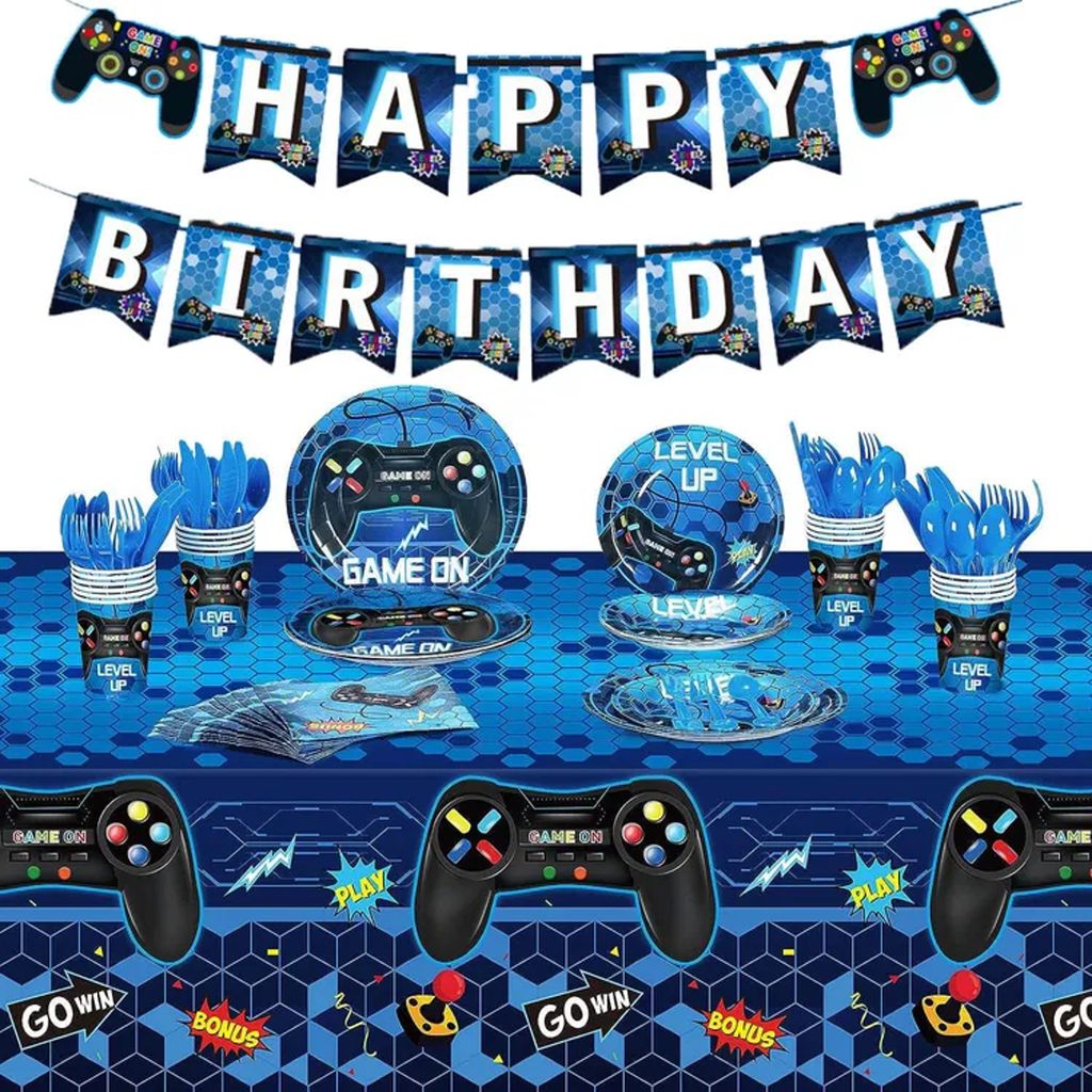 Gaming / Zocken Computer PC Party Set Geschirr f. 10 Gäste Deko Kindergeburtstag