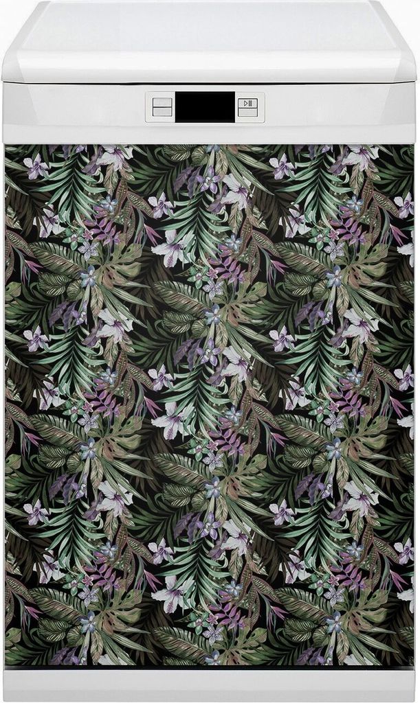 Dekorative Magnetmatte Küche Geschirrspüle 45x80 cm Magnet für Spülmaschine - Palmenblumen
