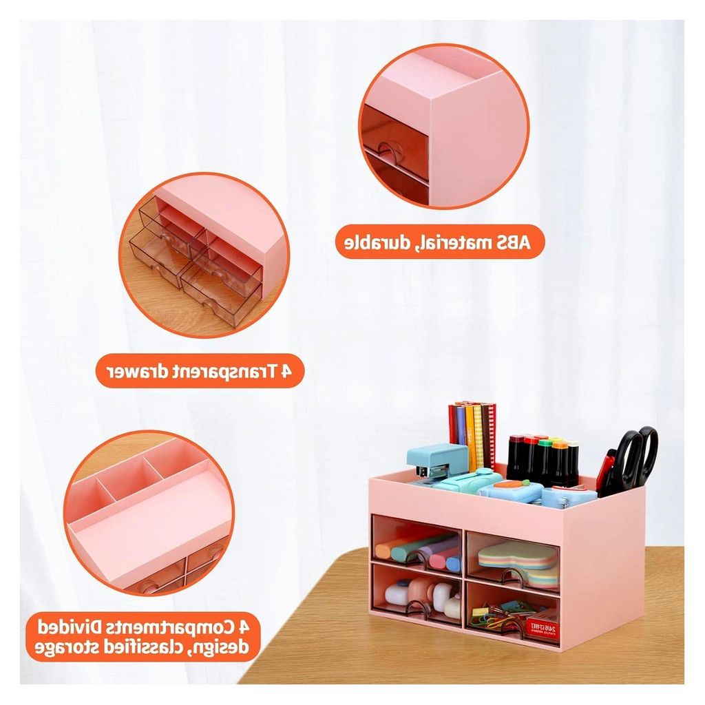 Schreibtisch Organizer mit 4 Fächern und 4 Schubladen, 19x14cm Multifunktionale Utensilienschalen Stiftehalter für Büroorganisation oder als Mak...