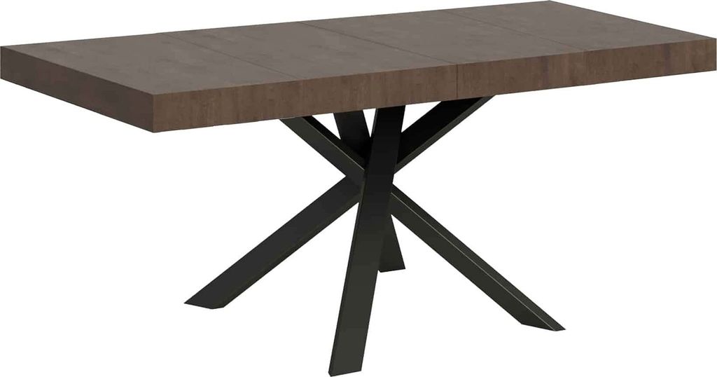 Ausziehbarer Tisch 90x90/194 cm Clerk Premium Walnussplatte - Beine in Anthrazit