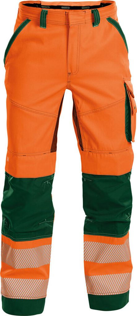 DASSY Odessa Sommer Warnschutzhose mit Kniepolstertaschen NEONORANGE/FLASCHENGRÜN Gr.58 Länge: STANDARD