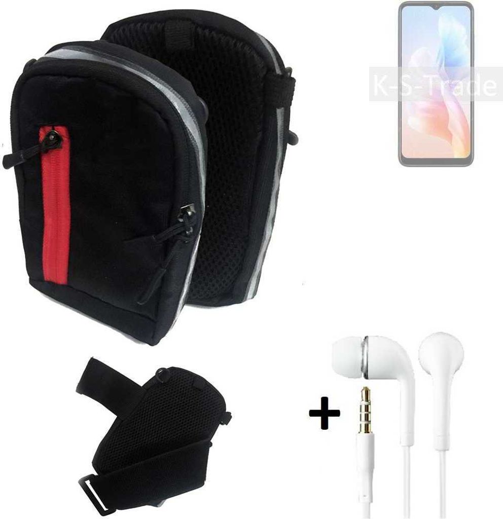 K-S-Trade Outdoor Gürteltasche Holster Umhängetasche + Kopfhörer kompatibel mit Doogee X98 Pro schwarz Handy Tasche Case travelbag Schutzhülle