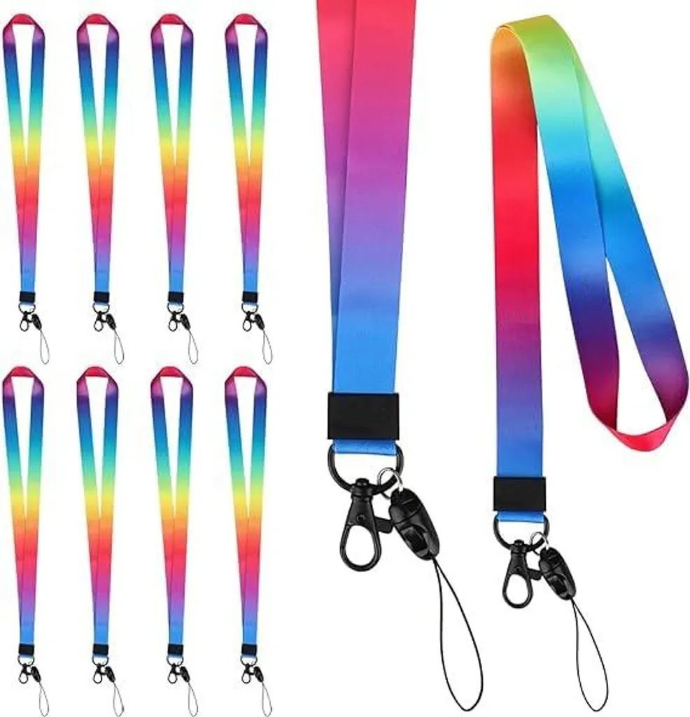 Porte-clés en nylon arc-en-ciel ultra résistant avec mousqueton x10