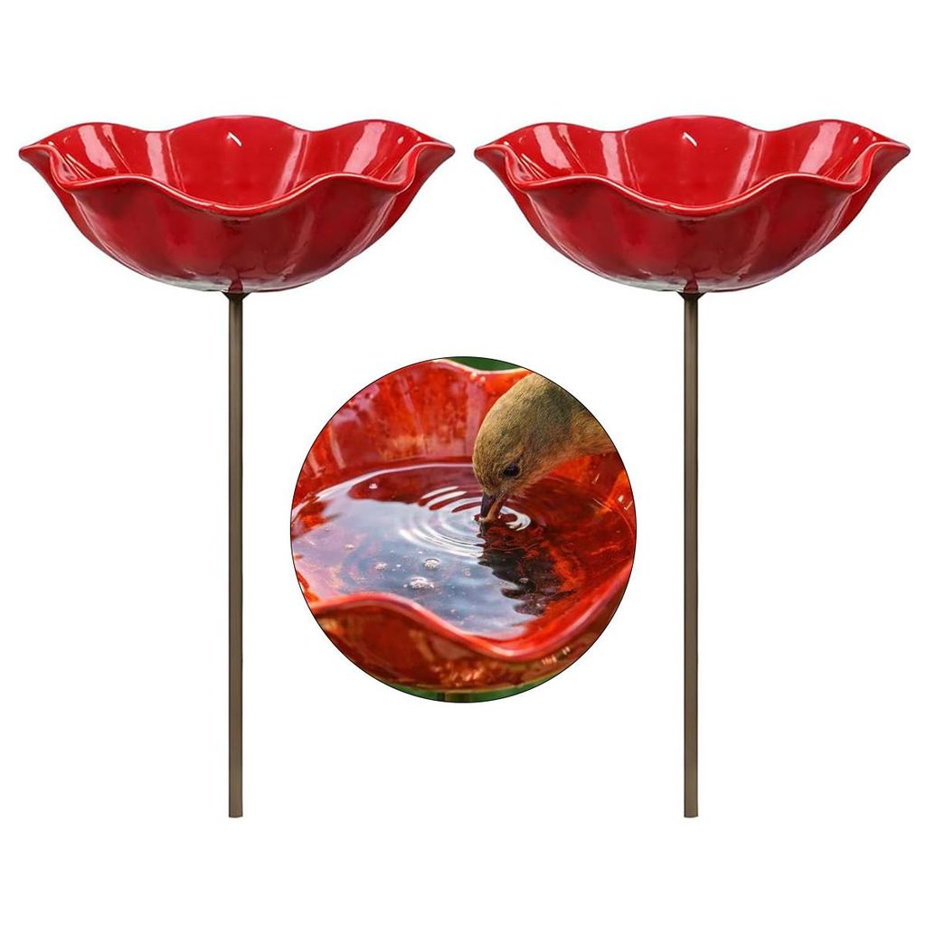 2er Set Metall-Gartenblumenhalter,Bienen-und Vogelbad, Insekten-Tränke,Bienen-Tränke, Blumenschale,Vogelfutter- und Trinkstation,Gartendeko für ...
