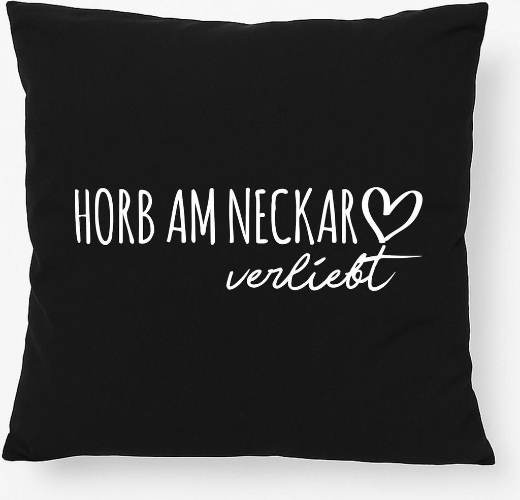 Huuraa Kissen Horb am Neckar verliebt 40x40cm mit Füllung Black Baumwolle Dekokissen Geschenkidee