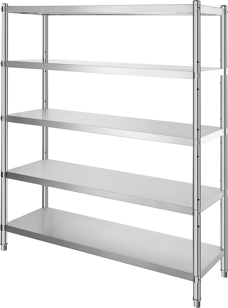 SucceBuy 5-stöckiges Lagerregal, robustes Regal aus Edelstahl, 180 x 45 x 180 cm, Garagen-Organizer, 750 kg Tragkraft, höhenverstellbar