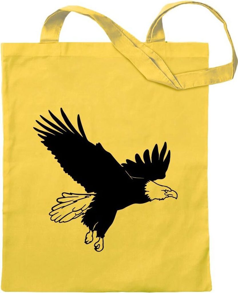 Kiwistar - Baumwolltasche - gelb - Adler Profil - Flug - Hawk - Tragetasche Stoffbeutel Umhängetasche Langer Henkel