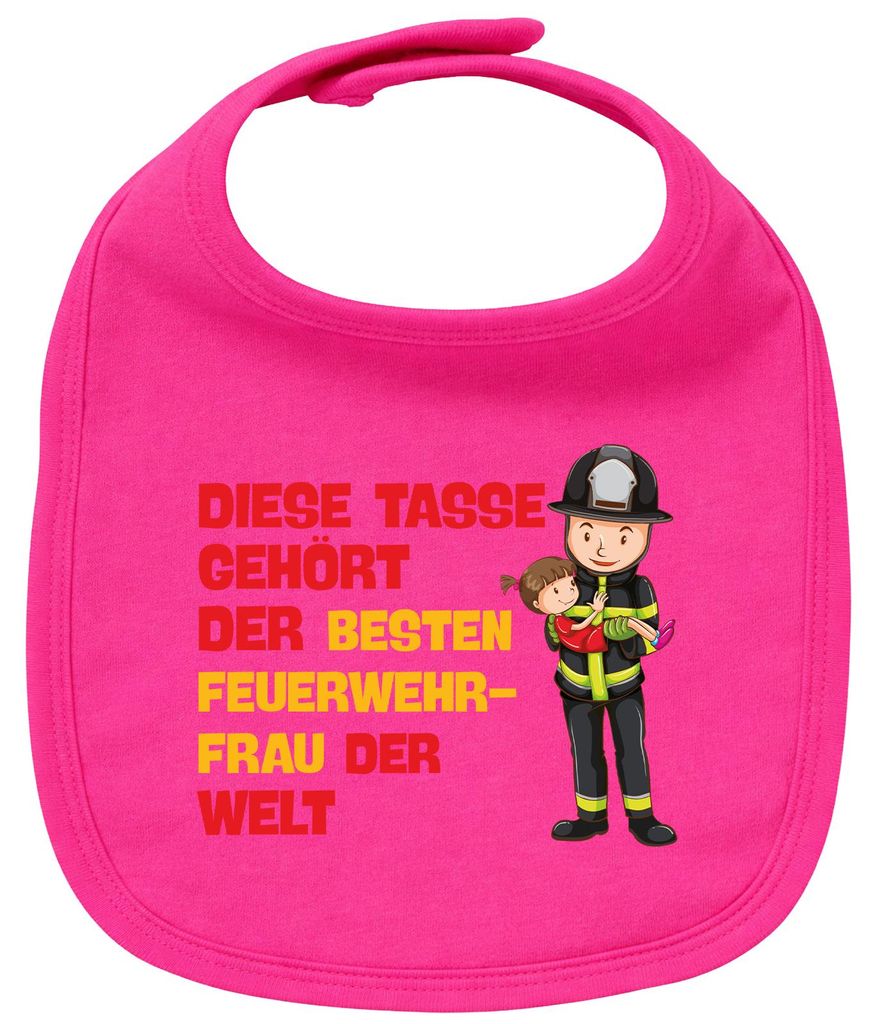 Huuraa Baby Lätzchen Tasse gehört der besten Feuerwehrfrau der Welt Cherry Pink Klettverschluss Baumwolle Latz Geschenkidee
