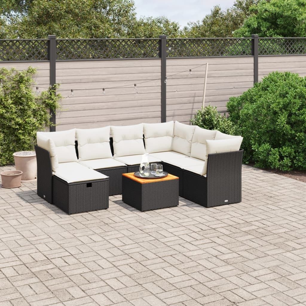 Maison Exclusive - 8-tlg. Garten-Sofagarnitur mit Kissen Schwarz Poly Rattan