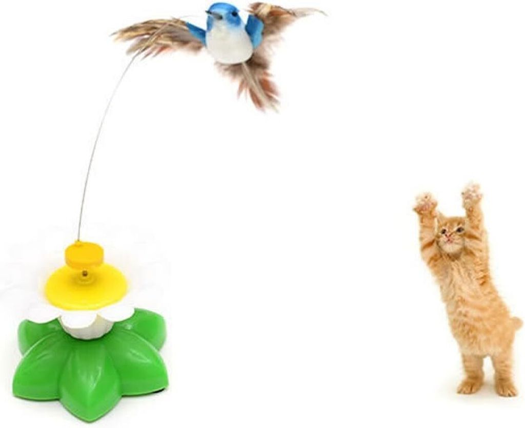 Vogelspielzeug für Hauskatzen, lustiges, rotierendes, elektrisches, fliegendes Vogelspielzeug mit Befestigungsband