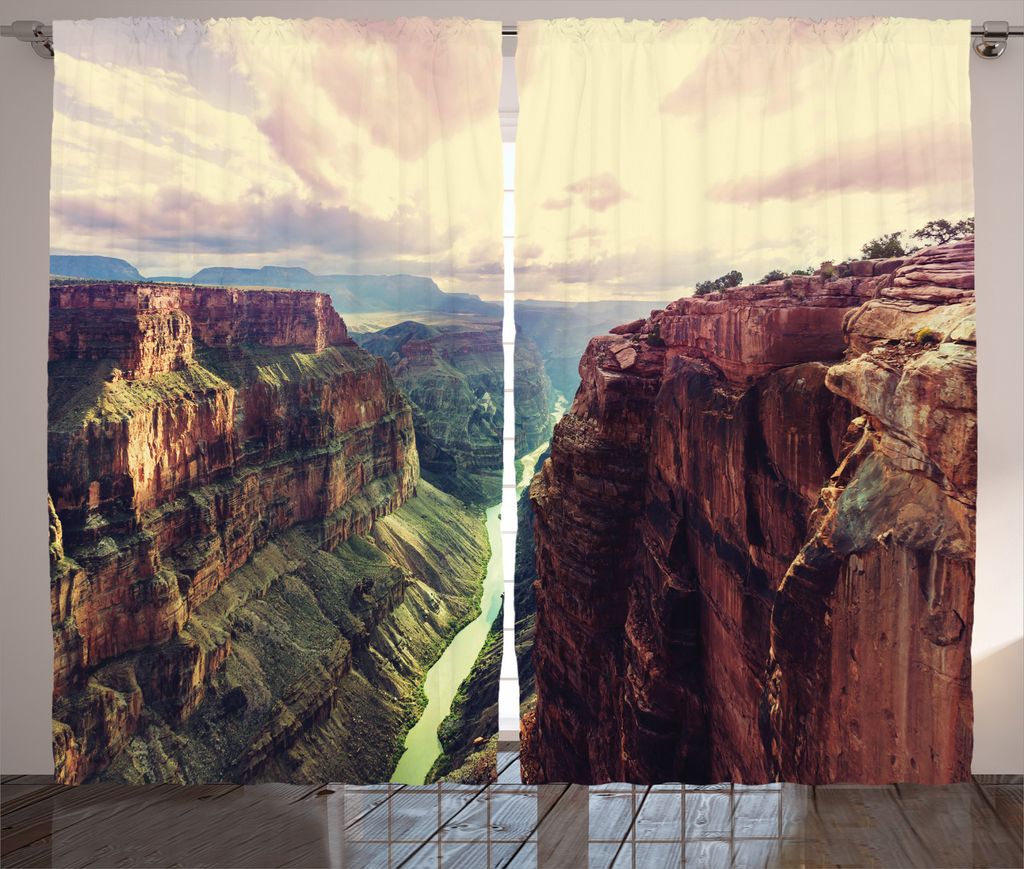 ABAKUHAUS amerikanisch Rustikaler Vorhang, Grand Canyon Fluss, Wohnzimmer Universalband Gardinen mit Schlaufen und Haken, 280 x 175 cm, Mehrfarbig