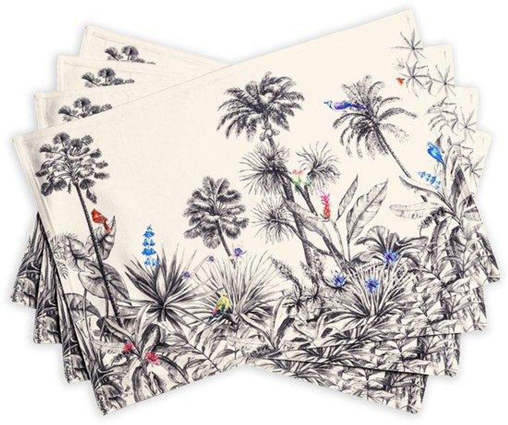 Ibenzoa 4er-Set Platzsets aus 100% Baumwolle, 33 x 48 cm – Amazonia-Print, elegante Tischsets für Alltag, Feier, Hochzeit, Restaurant & Camping