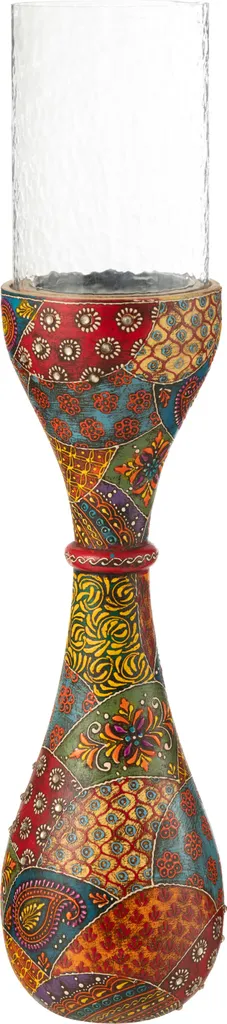 Chandelier Dehli J-Line en bois de manguier naturel - Bougeoir 40cm