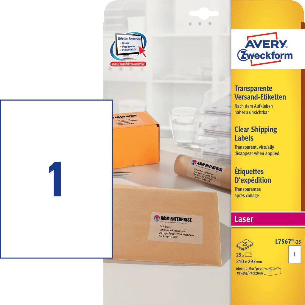 Étiquettes invisibles Avery L7567 pour signalétique et dossiers 25p