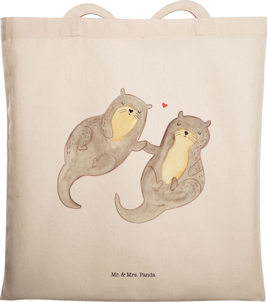 Mr. & Mrs. Panda Shopping Tasche Otter Hände halten - Weiß - Geschenk, Paar, Laptoptasche, Liebe, glücklich, Tote Bag, Verliebt, Tragetasche, Ba...