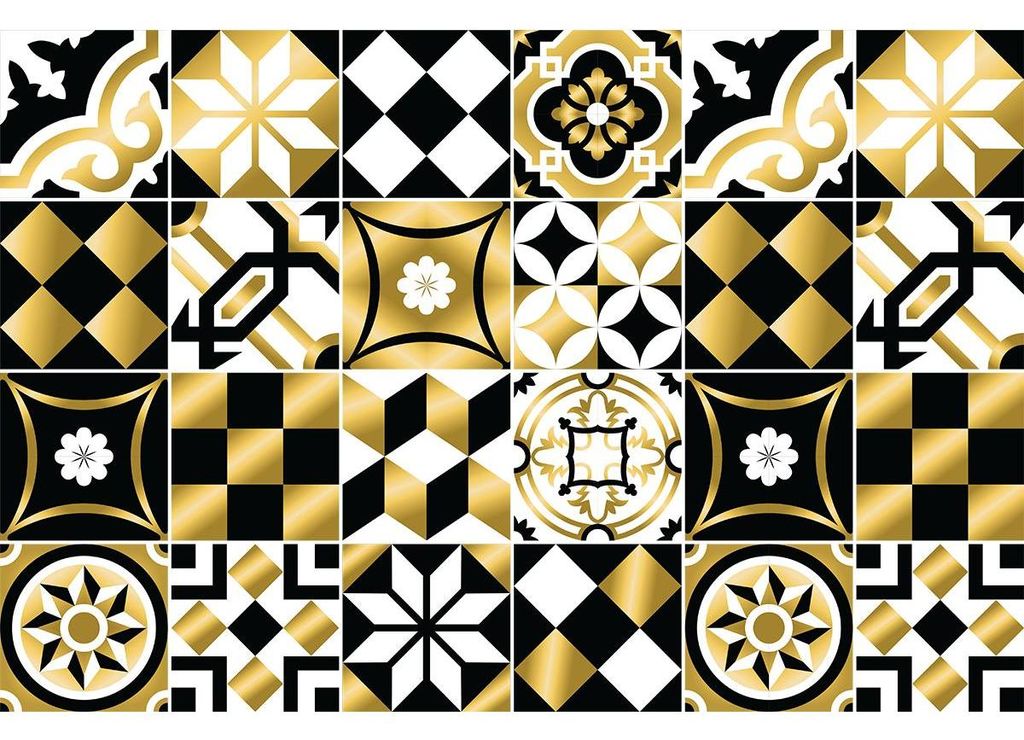 Selbstklebende Fliesenaufkleber für Küche und Bad – 24 Leana Azulejos Zementfliesenaufkleber – 24 Aufkleber, 20 x 20 cm
