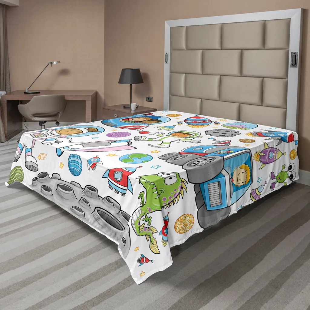Linge de lit enfant thème espace 244x205 cm pour chambre de garçon