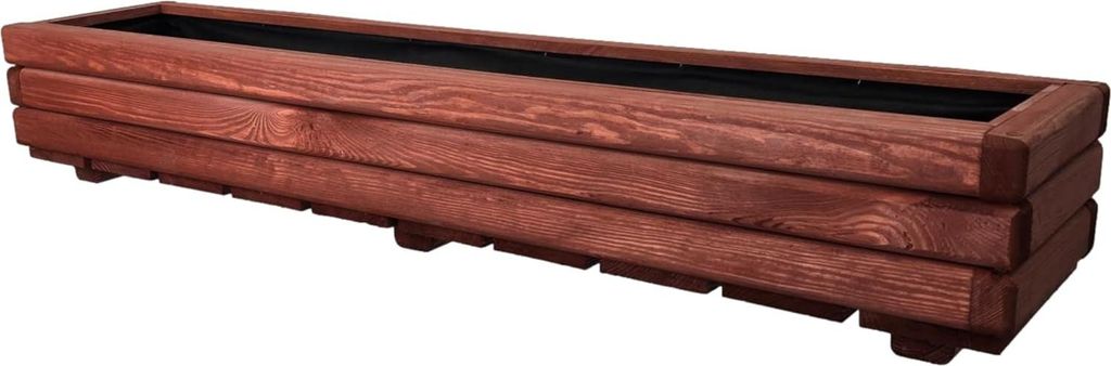 HolzGarden Pflanzkübel Holz Rechteckig 118x20x25 cm Imprägniert Farbe Rot Wetterfest Blumenkasten Blumentopf Balkon Garten Pflanzkasten Füllung ...